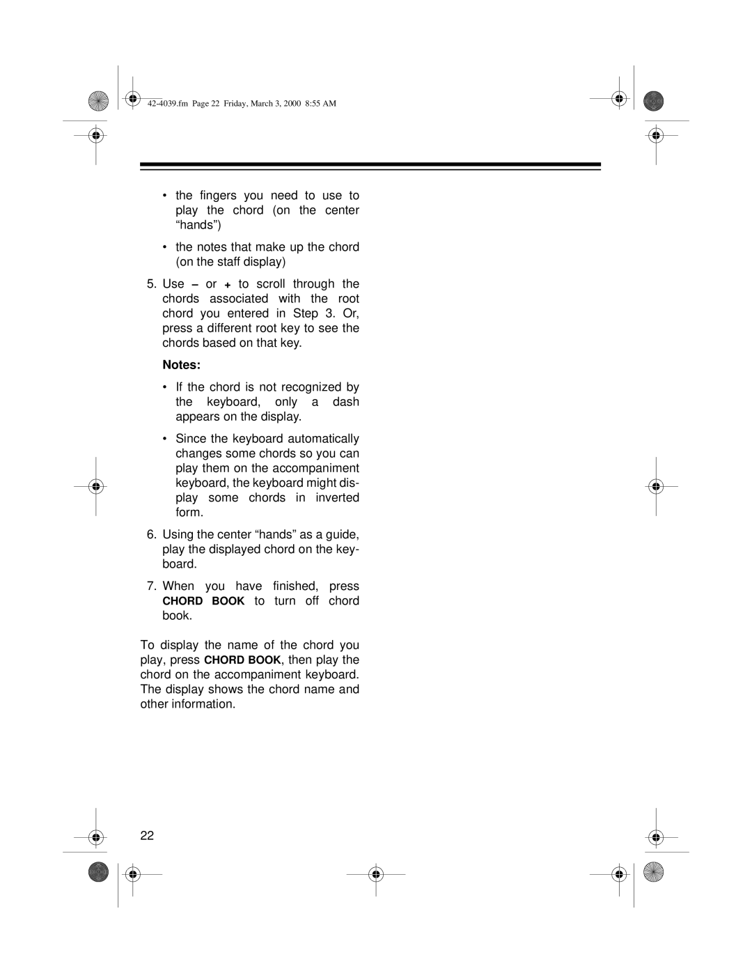 Optimus MD-1150 owner manual Fm Page 22 Friday, March 3, 2000 855 AM 