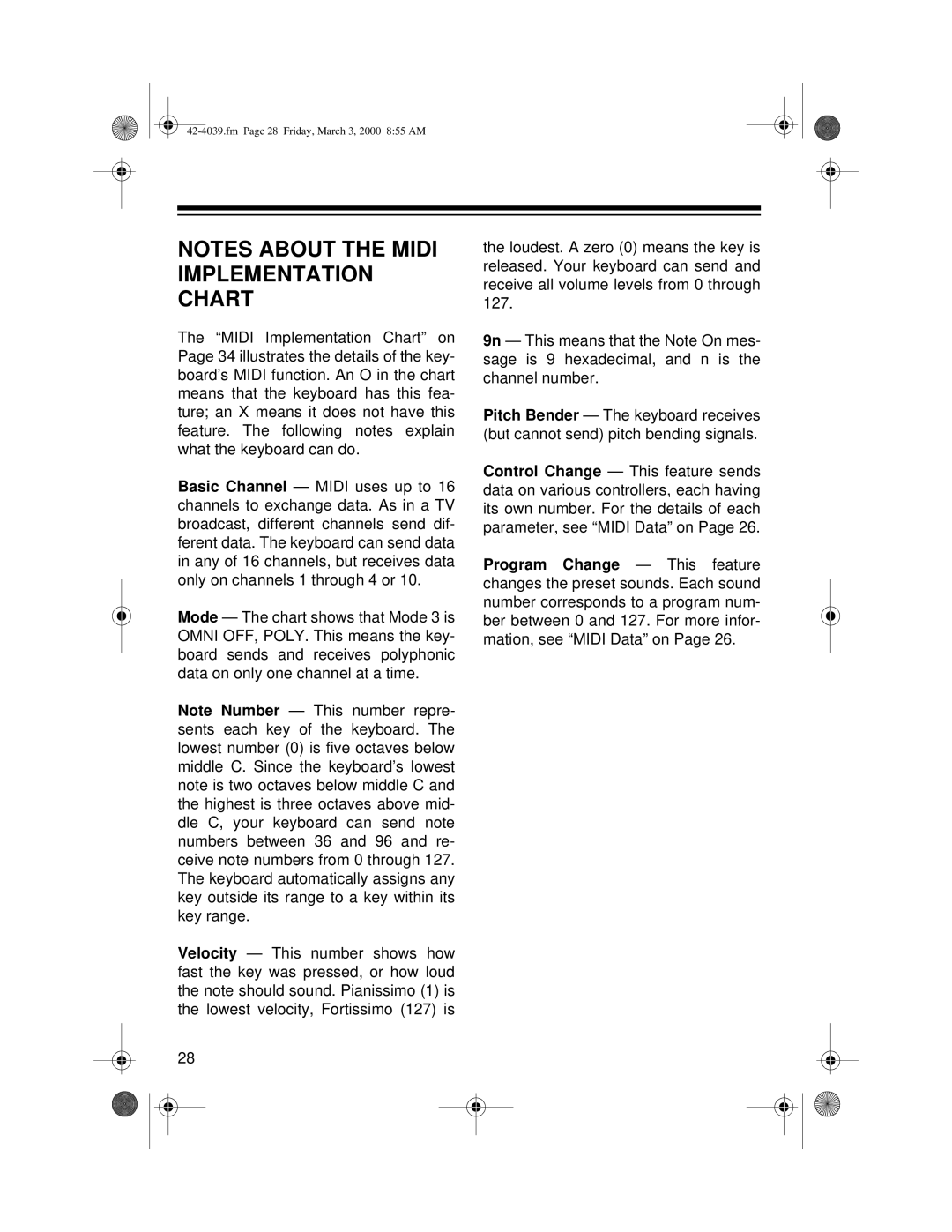 Optimus MD-1150 owner manual Fm Page 28 Friday, March 3, 2000 855 AM 