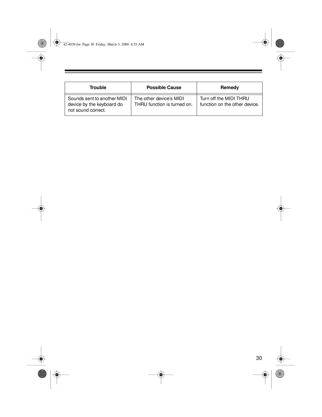 Optimus MD-1150 owner manual Fm Page 30 Friday, March 3, 2000 855 AM 