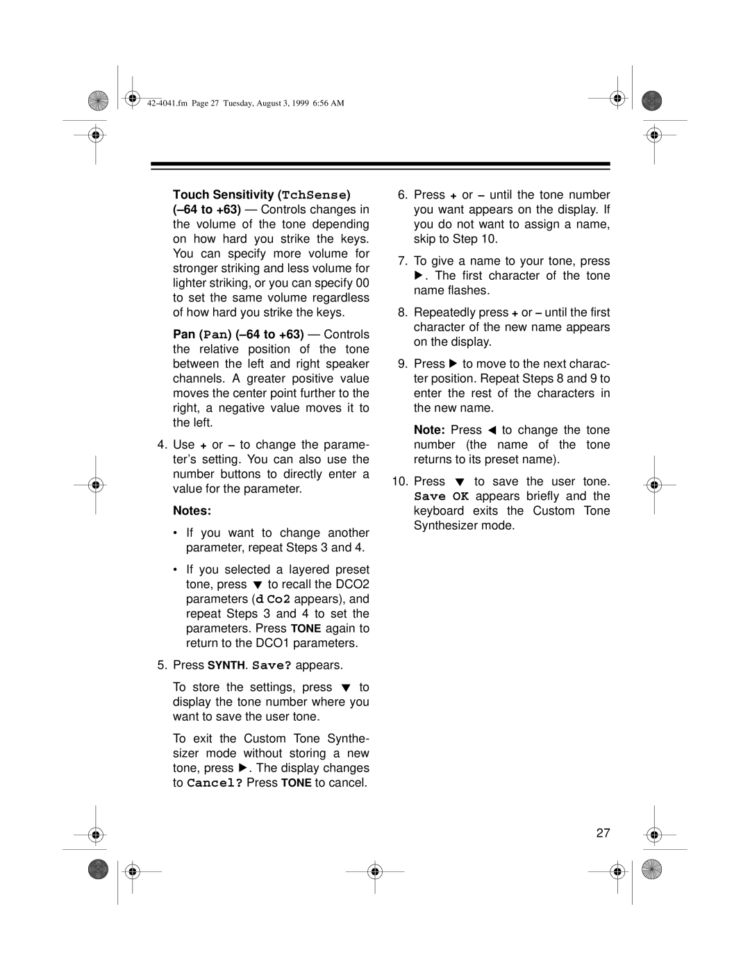 Optimus MD-1200 owner manual Fm Page 27 Tuesday, August 3, 1999 656 AM 