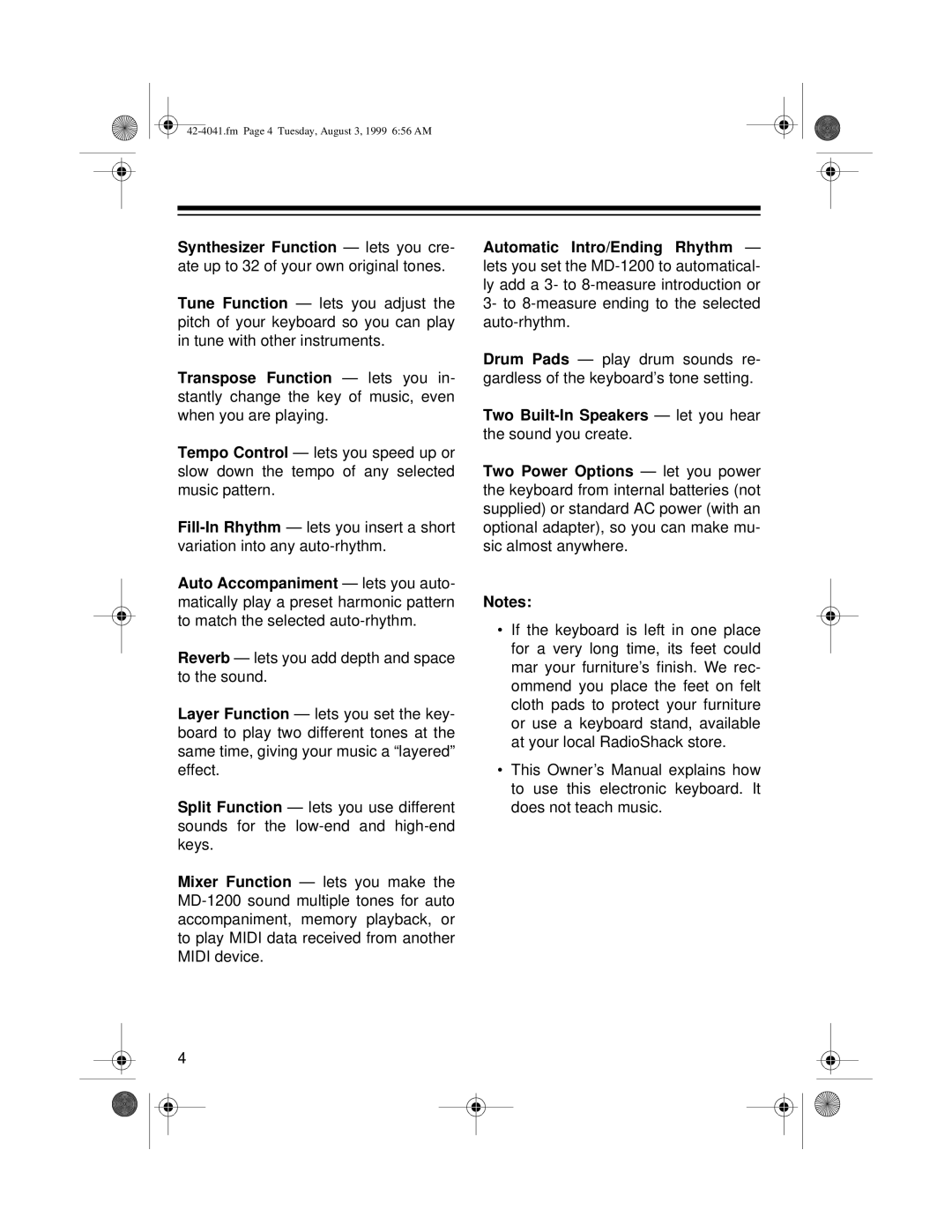 Optimus MD-1200 owner manual Two Built-In Speakers let you hear 