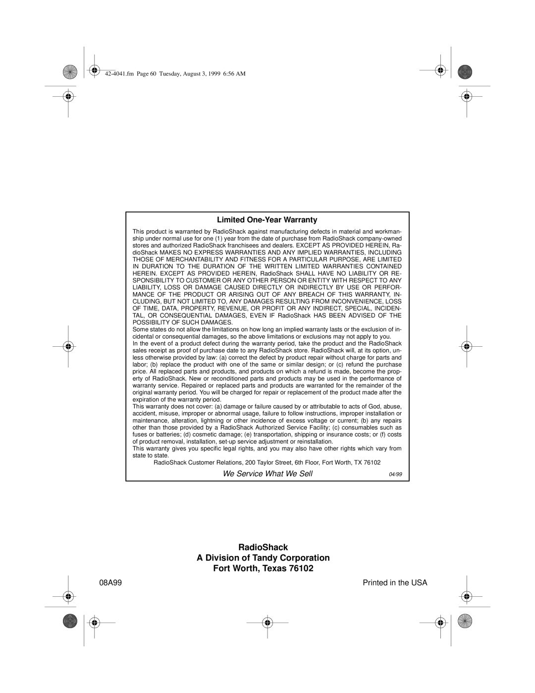 Optimus MD-1200 owner manual RadioShack Division of Tandy Corporation Fort Worth, Texas 