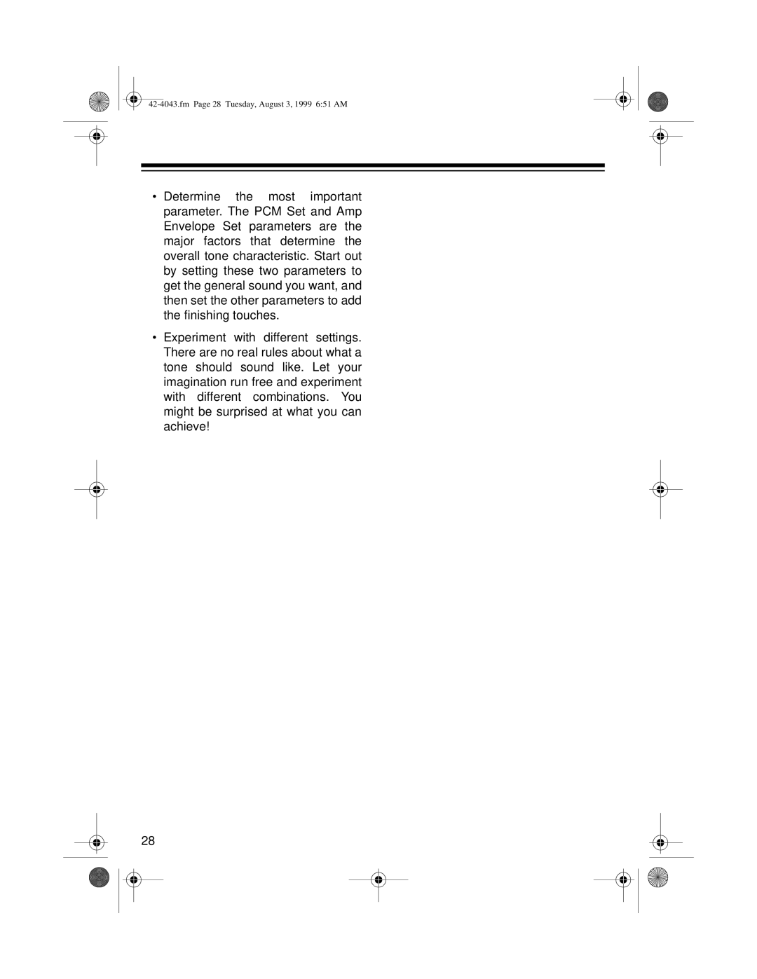 Optimus MD-1600 owner manual Fm Page 28 Tuesday, August 3, 1999 651 AM 