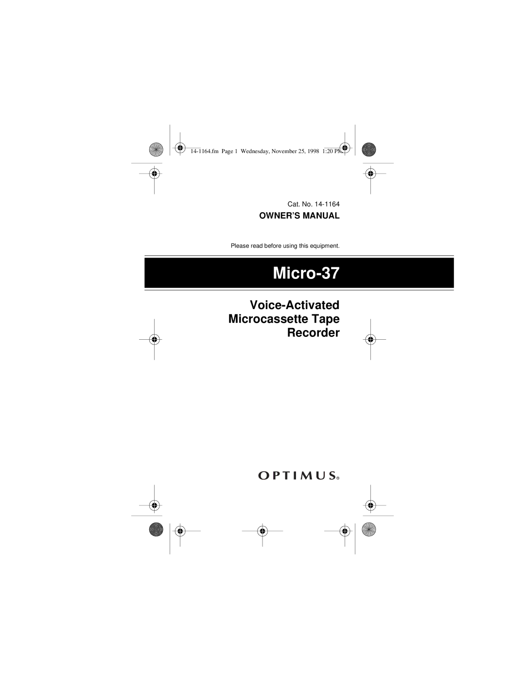 Optimus MICRO-37 owner manual Micro-37 