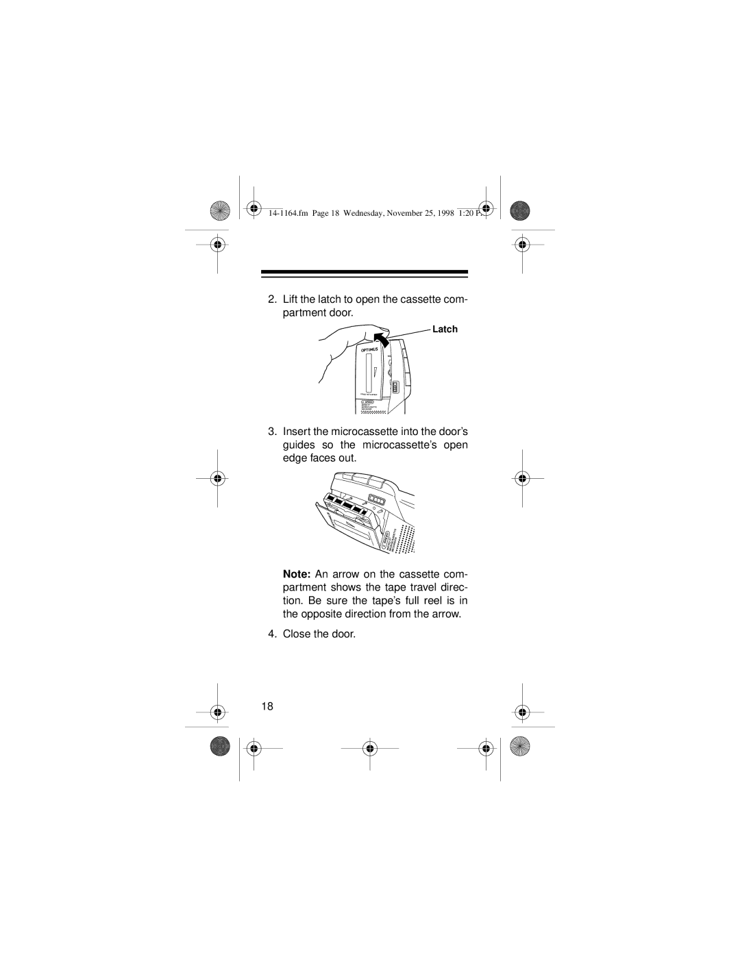 Optimus MICRO-37 owner manual Edge faces out 