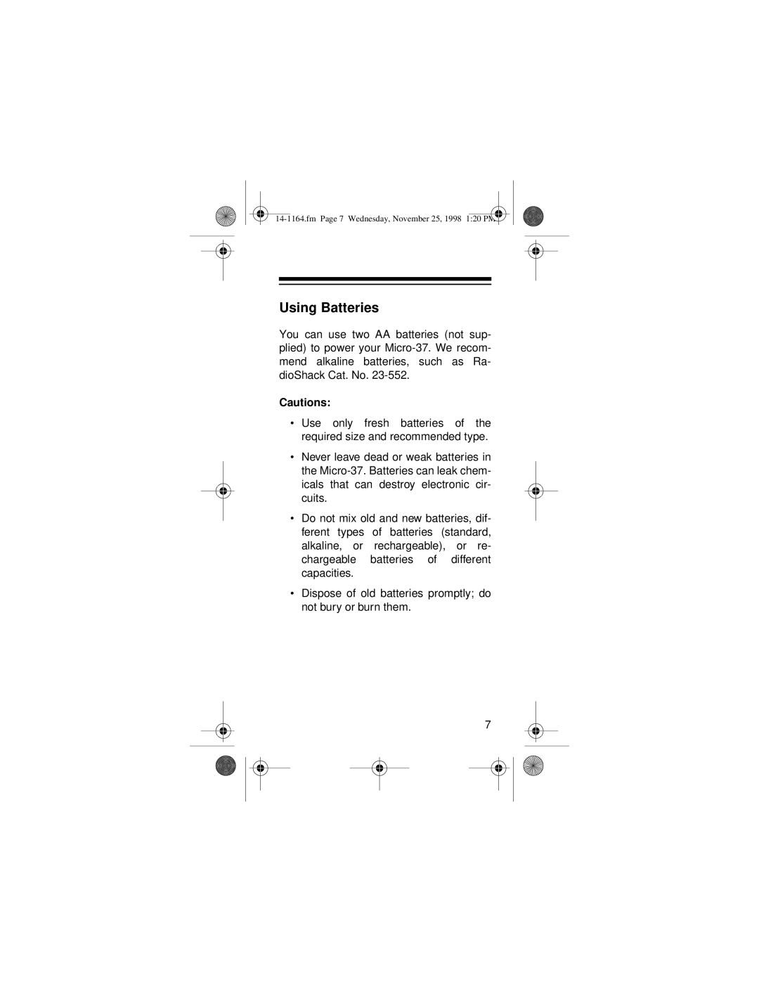 Optimus MICRO-37 owner manual Using Batteries 