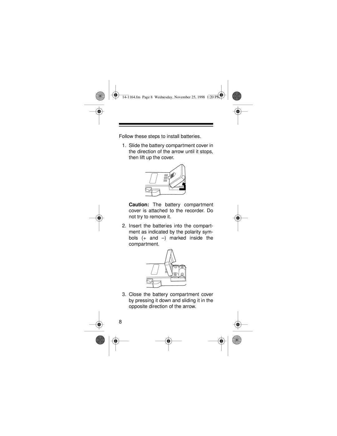 Optimus MICRO-37 owner manual Fm Page 8 Wednesday, November 25, 1998 120 PM 