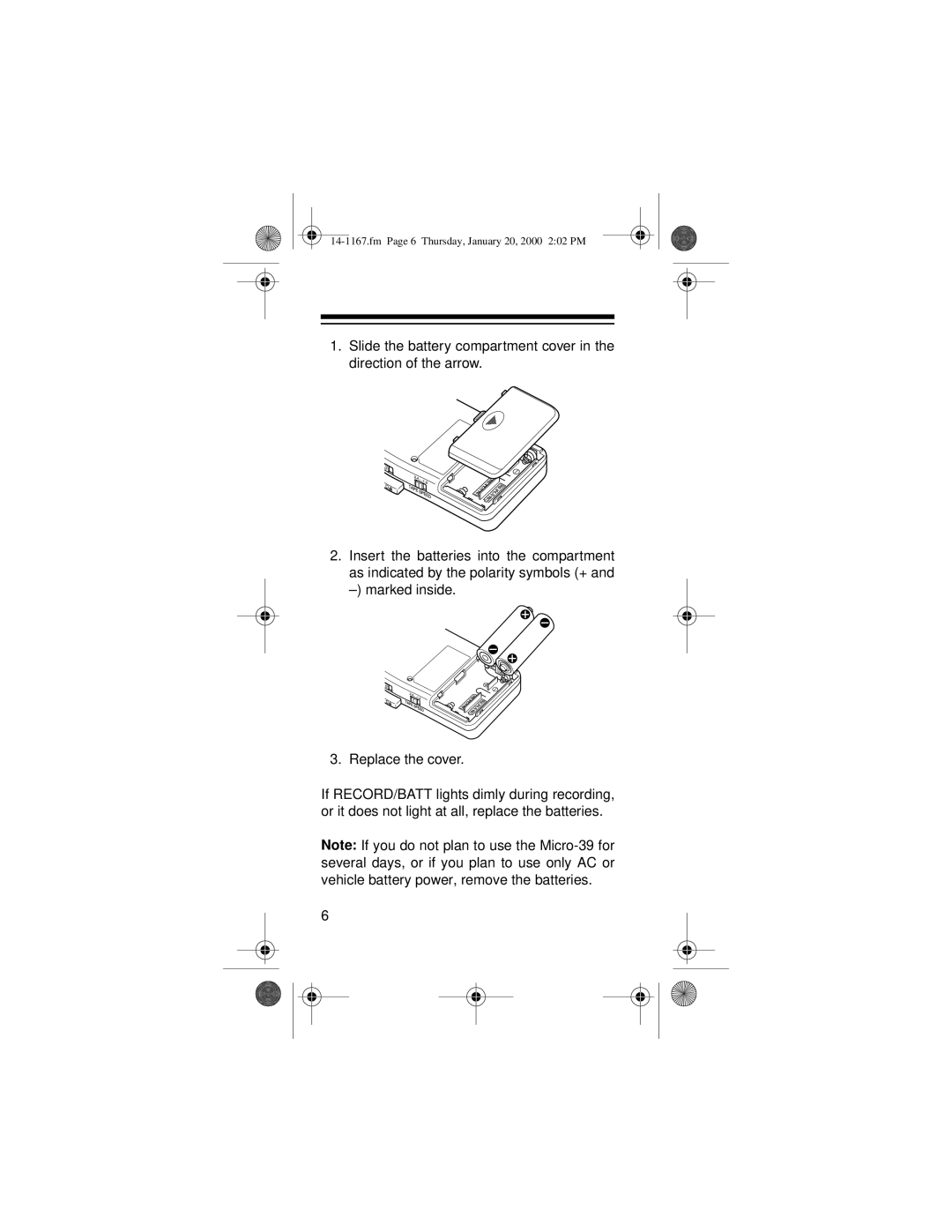 Optimus MICRO-39 owner manual Fm Page 6 Thursday, January 20, 2000 202 PM 