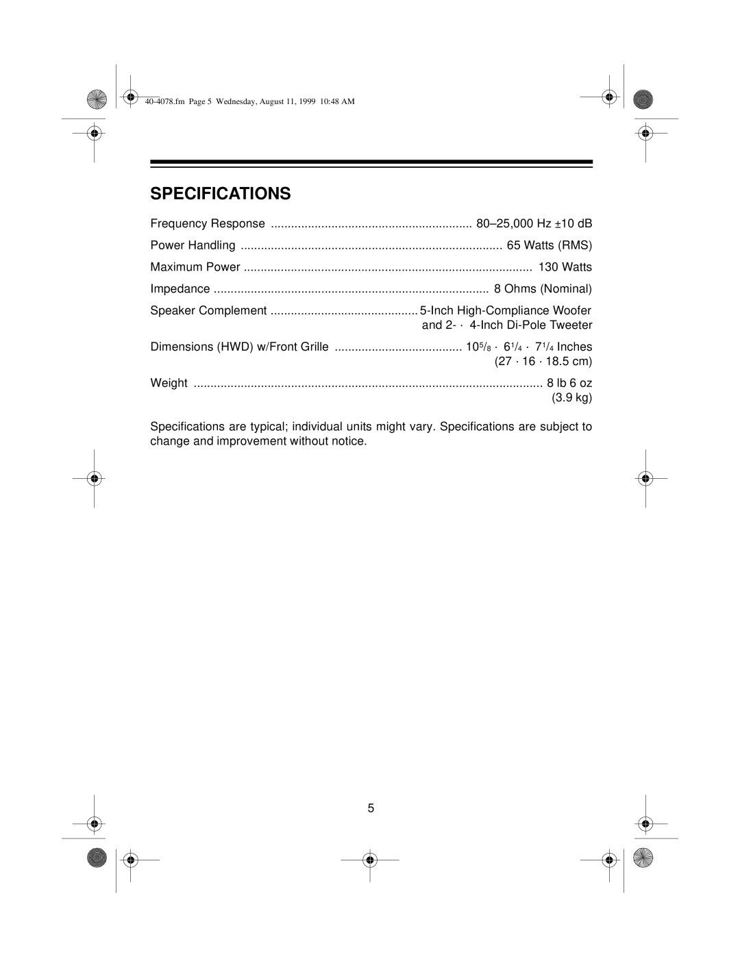 Optimus PRO LX5 II manual Specifications 