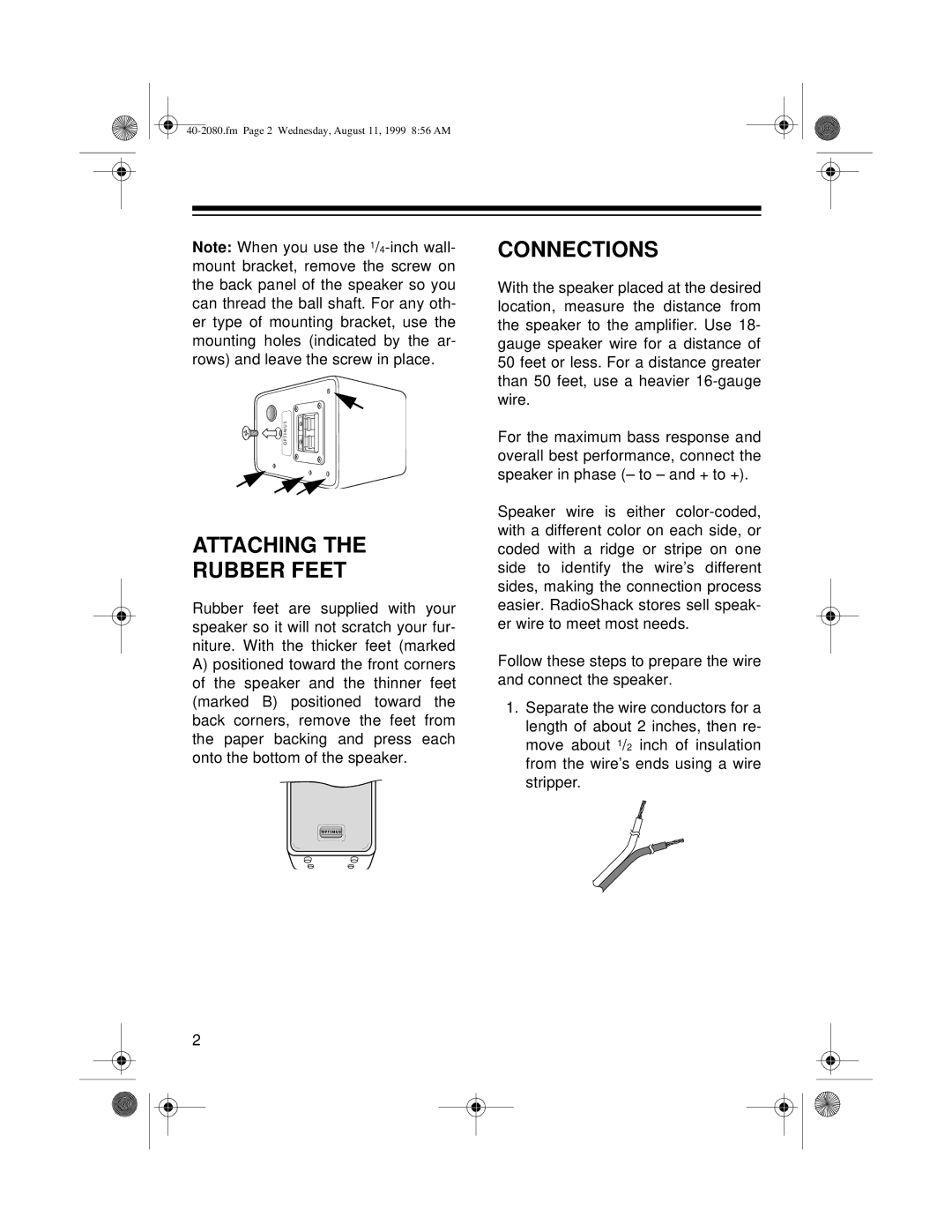 Optimus PRO-X44AV manual Attaching Rubber Feet, Connections 