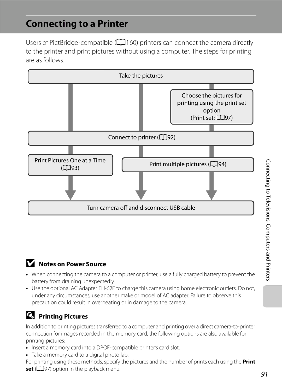 Optimus COOLPIXS630BK, COOLPIXS630RED user manual Connecting to a Printer, Printing Pictures 