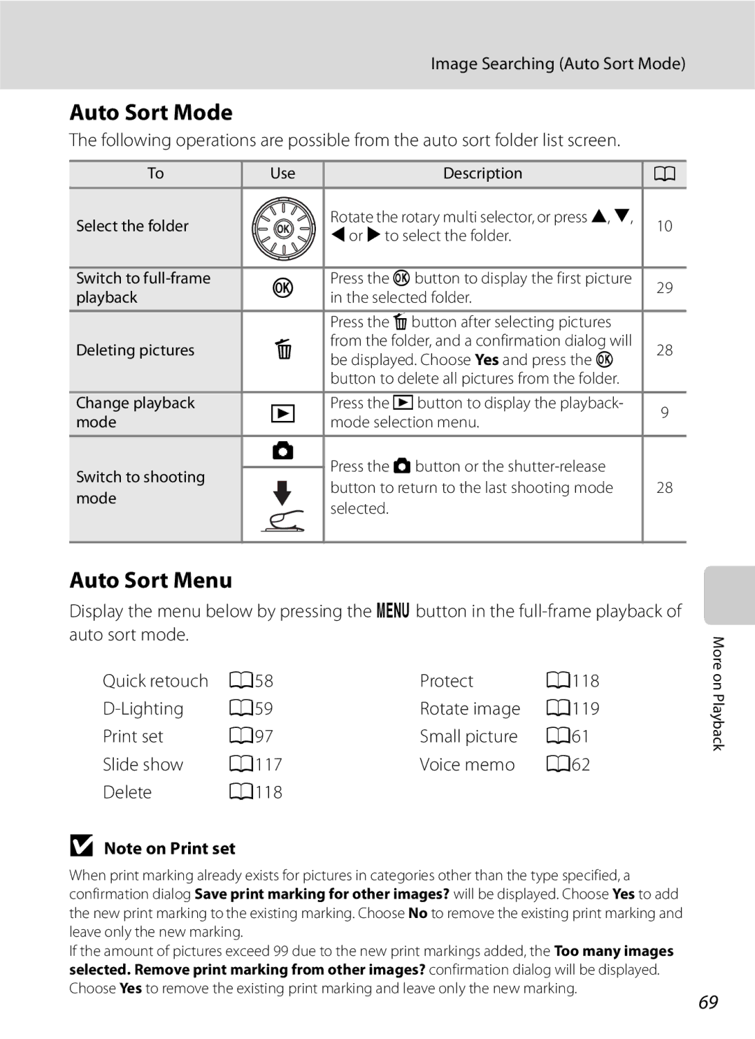 Optimus COOLPIXS630BK, COOLPIXS630RED user manual Auto Sort Mode, Auto Sort Menu 