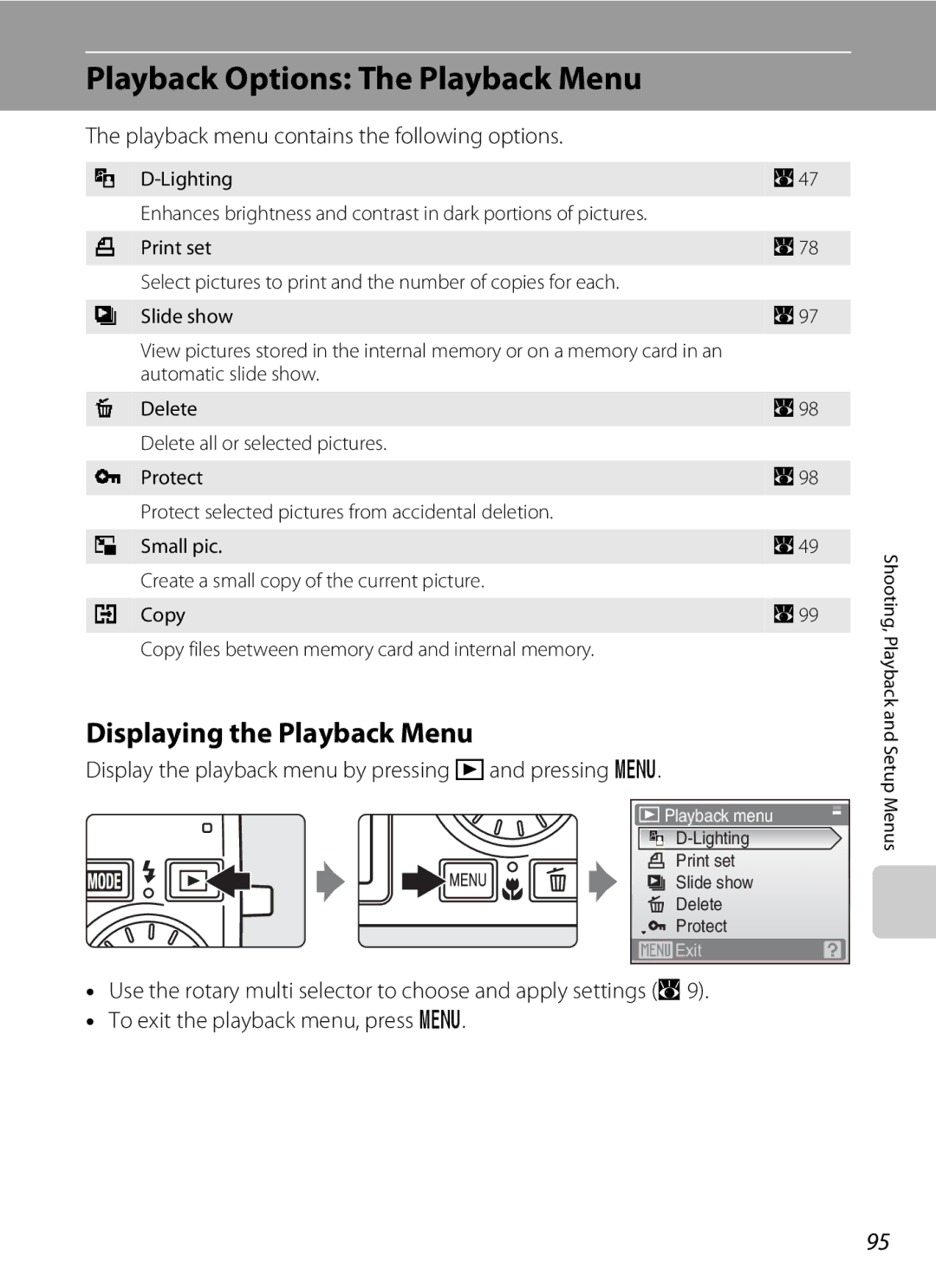 Optimus S700 user manual Playback Options The Playback Menu, Displaying the Playback Menu 