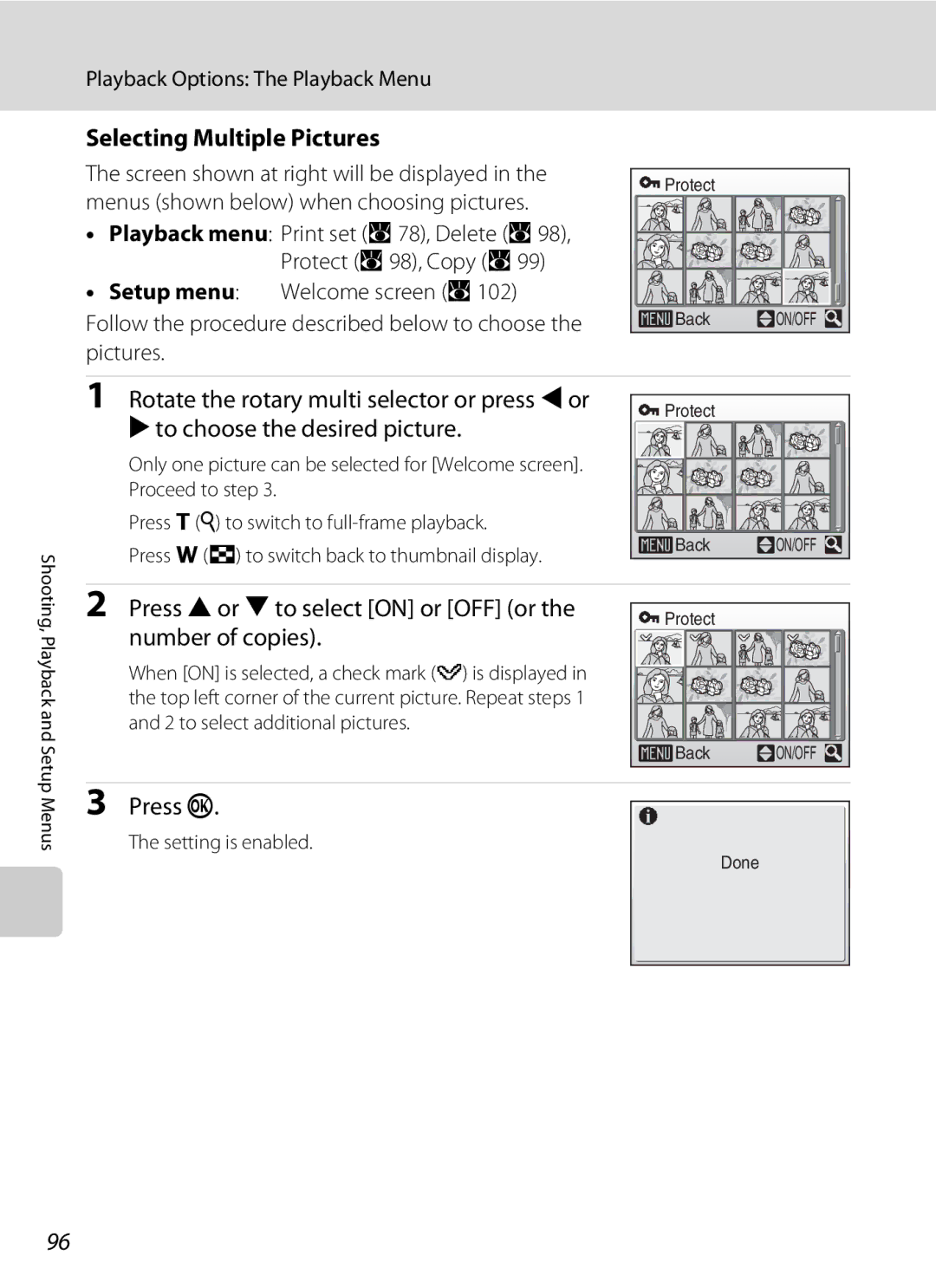 Optimus S700 Selecting Multiple Pictures, Rotate the rotary multi selector or press Jor, To choose the desired picture 