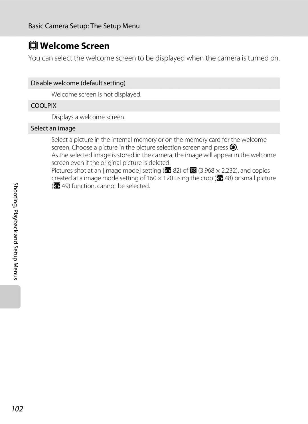 Optimus S700 user manual CWelcome Screen, 102, Displays a welcome screen Select an image 