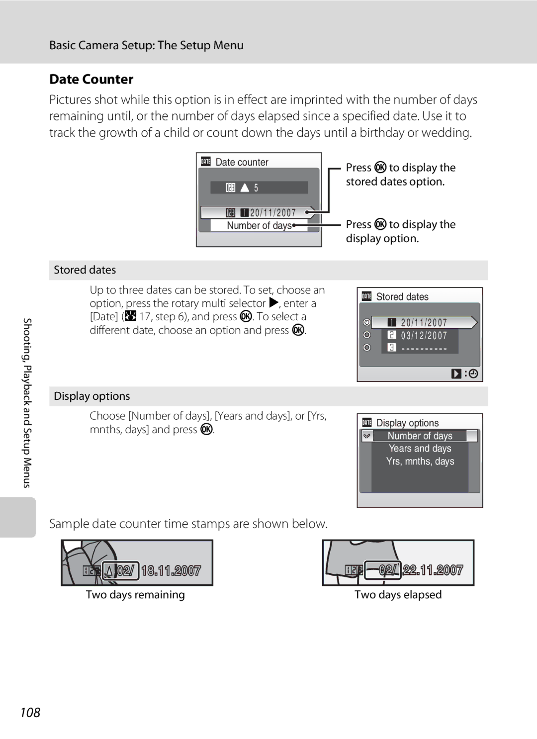 Optimus S700 user manual Date Counter, 108 