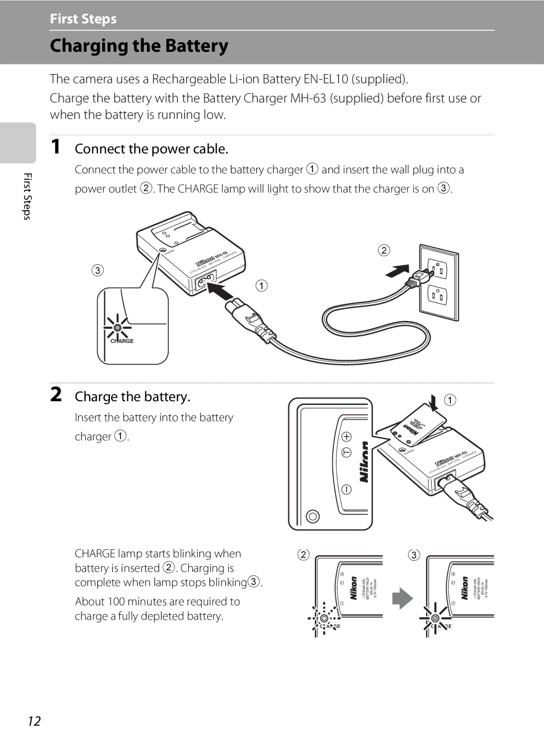 Optimus S700 user manual Charging the Battery, Connect the power cable 