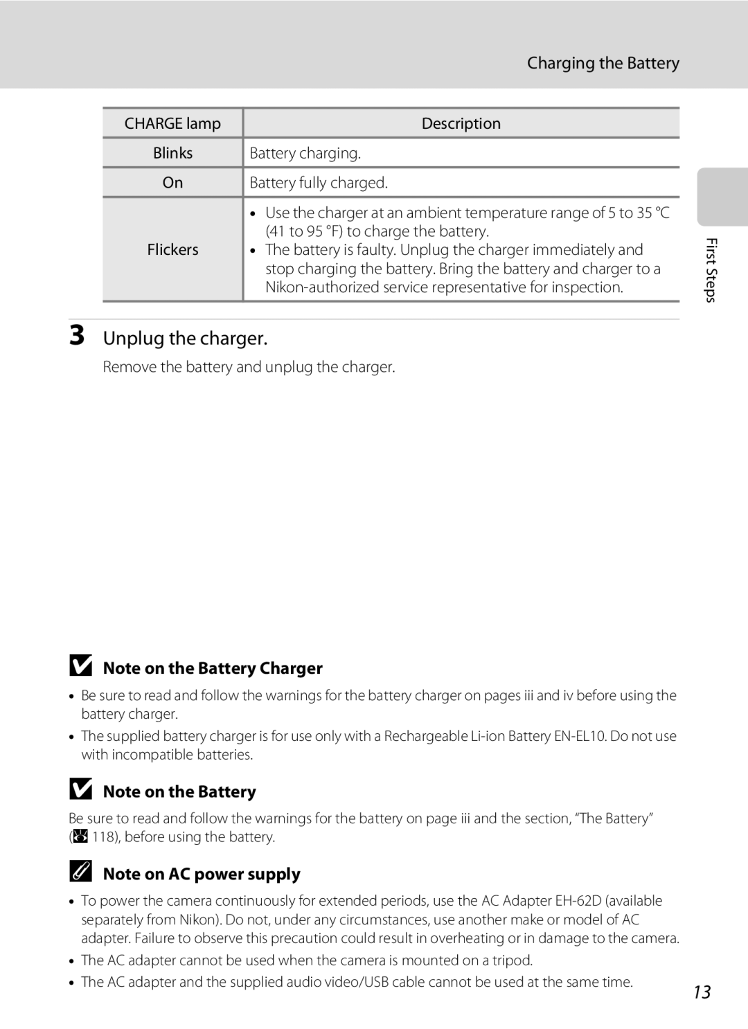 Optimus S700 user manual Unplug the charger, Charging the Battery 