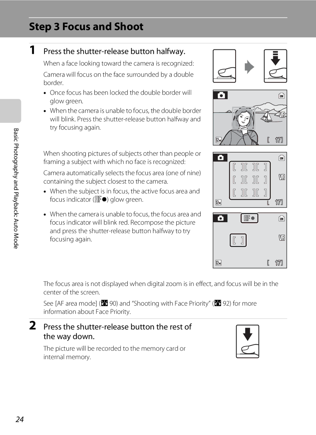 Optimus S700 user manual Focus and Shoot, Press the shutter-release button halfway 