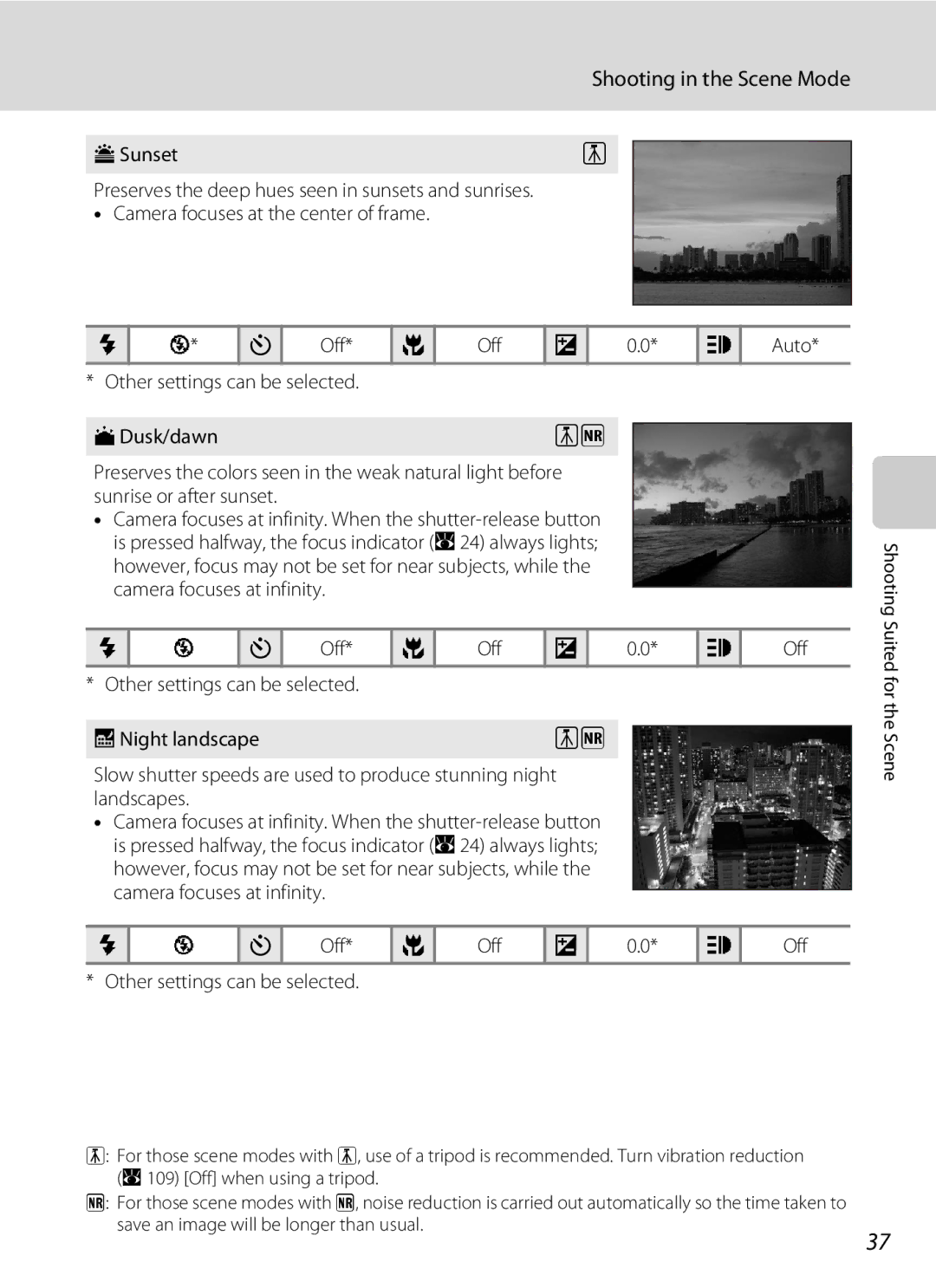 Optimus S700 user manual HSunset, N Off* p Off o 0.0* h Off Other settings can be selected 