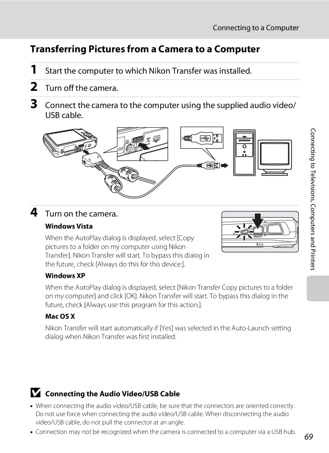 Optimus S700 user manual Transferring Pictures from a Camera to a Computer, Connecting to a Computer 