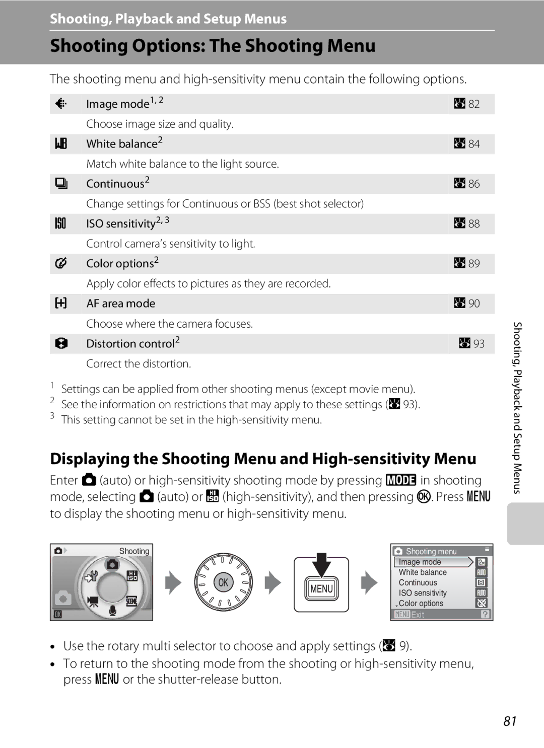 Optimus S700 user manual Shooting Options The Shooting Menu, Continuous2 