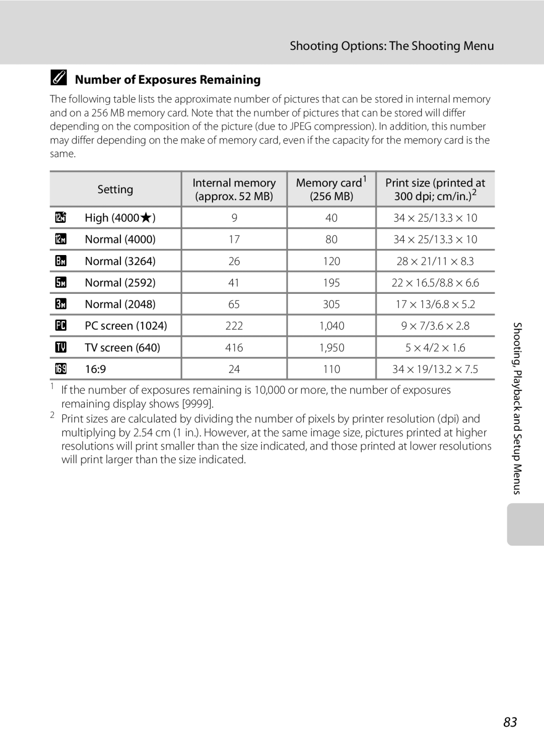 Optimus S700 user manual Number of Exposures Remaining 