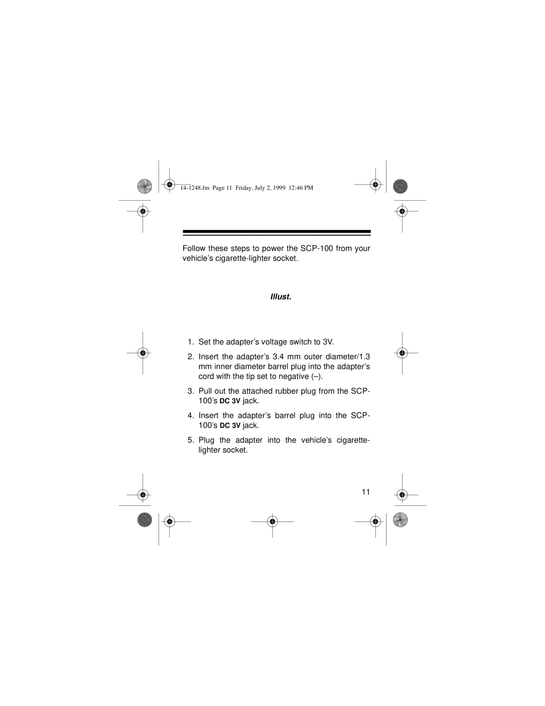 Optimus SCP-100 owner manual Fm Page 11 Friday, July 2, 1999 1246 PM 