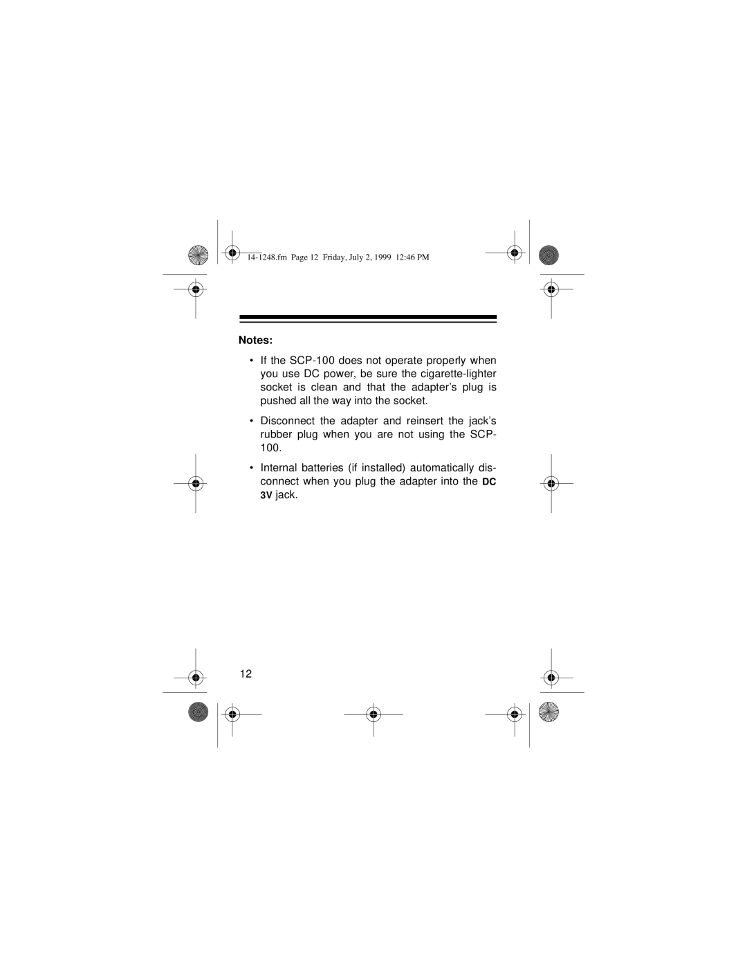 Optimus SCP-100 owner manual Fm Page 12 Friday, July 2, 1999 1246 PM 