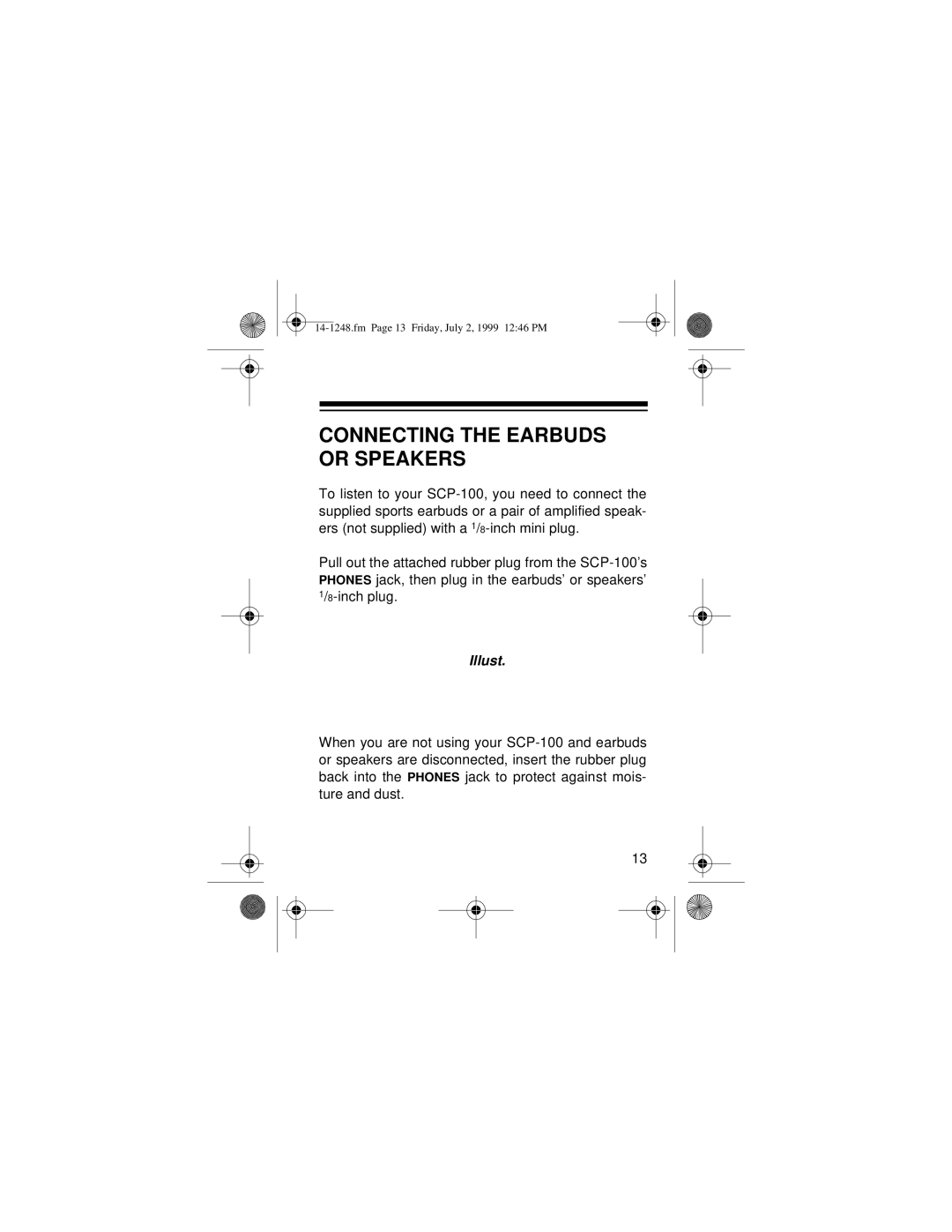 Optimus SCP-100 owner manual Connecting the Earbuds or Speakers 