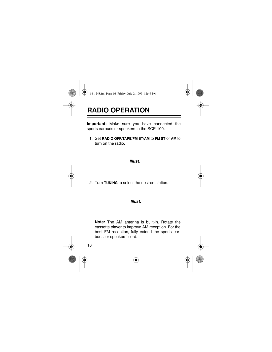 Optimus SCP-100 owner manual Radio Operation 