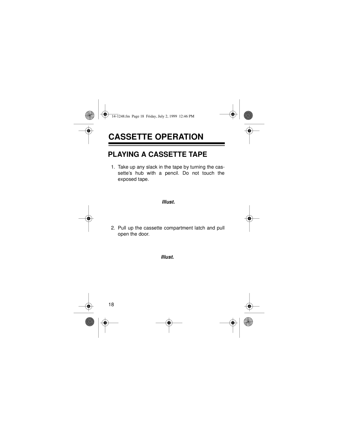 Optimus SCP-100 owner manual Cassette Operation, Playing a Cassette Tape 