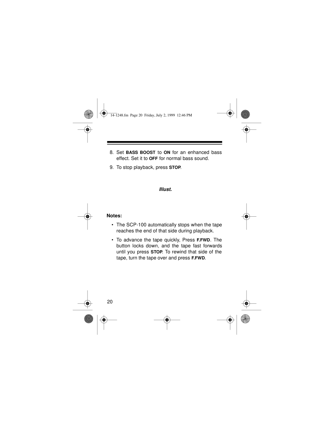 Optimus SCP-100 owner manual Fm Page 20 Friday, July 2, 1999 1246 PM 