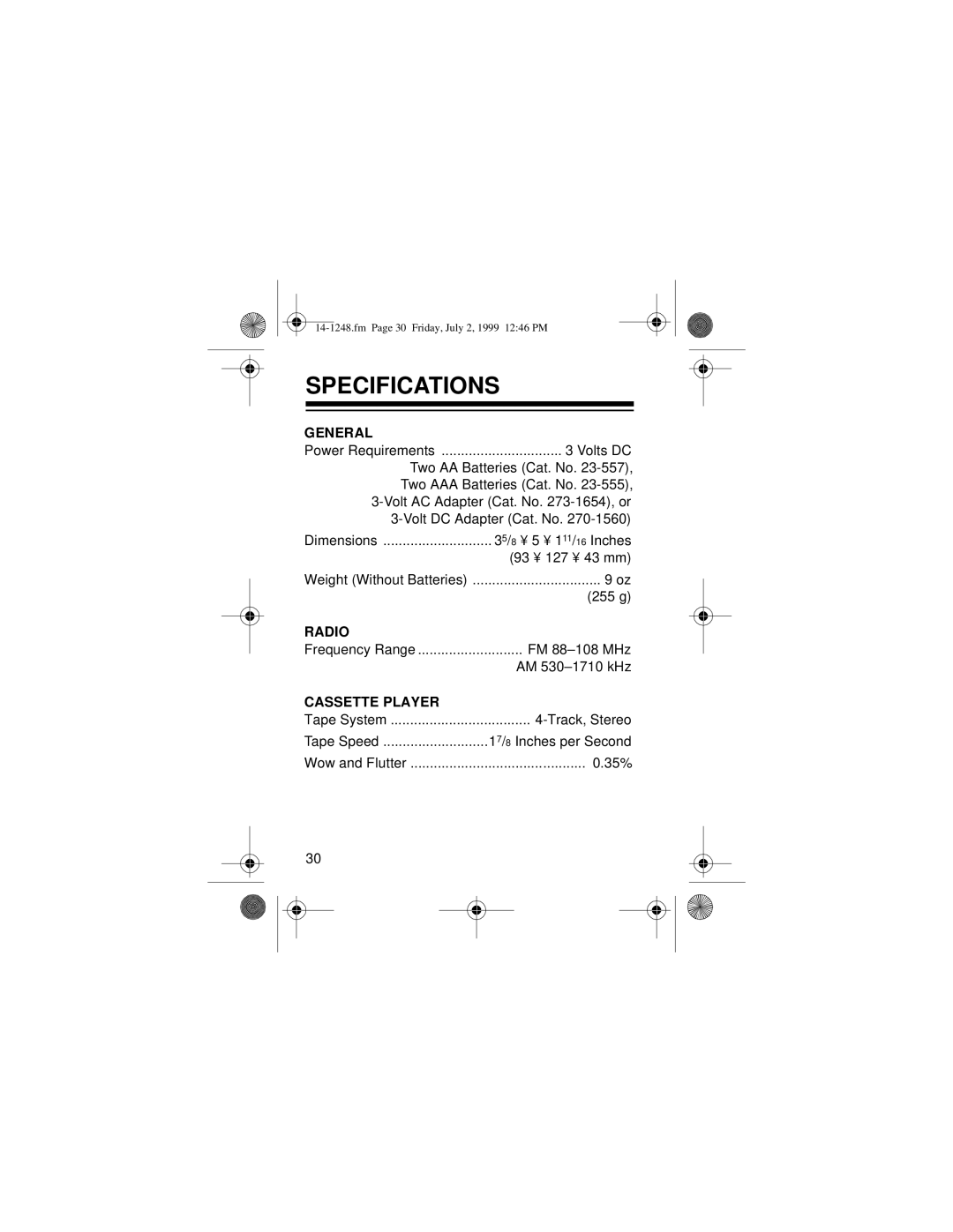 Optimus SCP-100 owner manual Specifications, General 