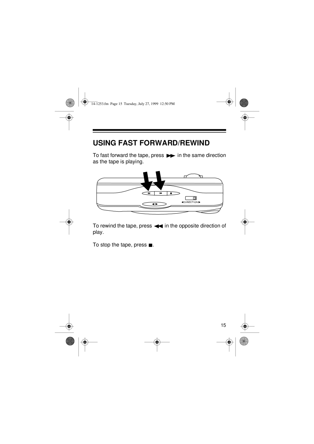 Optimus SCP-101 manual Using Fast FORWARD/REWIND 