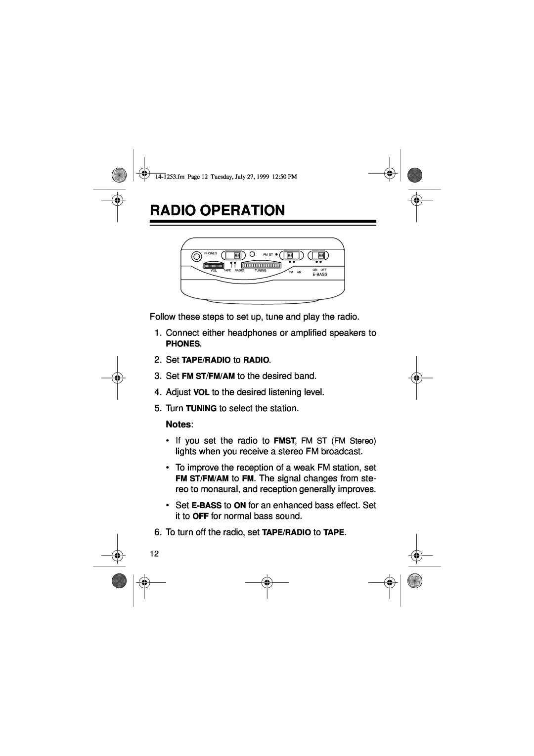 Optimus SCP-101 manual Radio Operation 