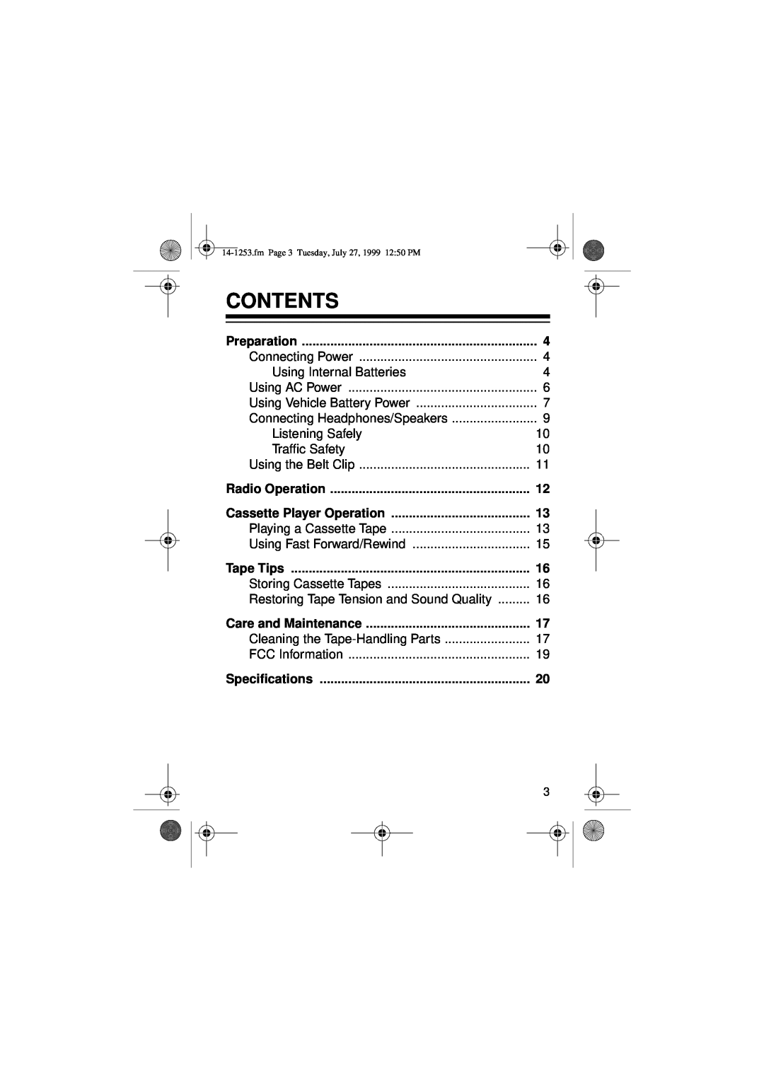 Optimus SCP-101 manual Contents 