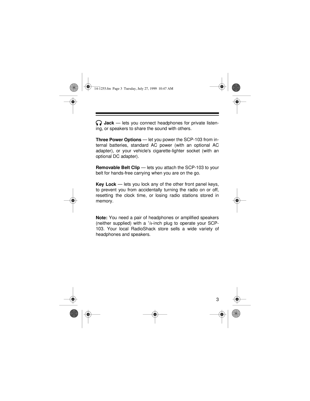 Optimus SCP-103 owner manual Fm Page 3 Tuesday, July 27, 1999 1047 AM 