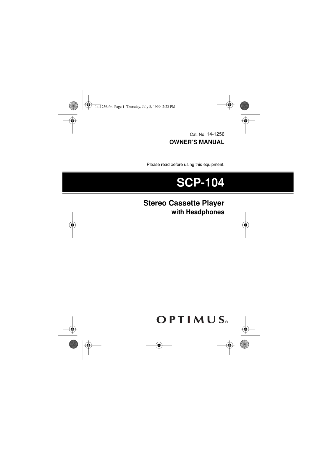 Optimus SCP-104 owner manual 