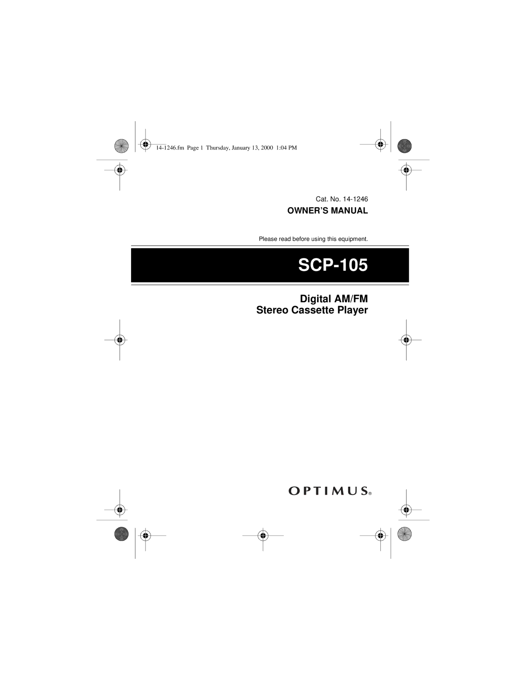 Optimus 14-1246 owner manual SCP-105 