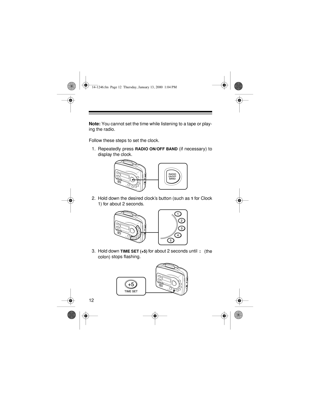 Optimus SCP-105, 14-1246 owner manual Fm Page 12 Thursday, January 13, 2000 104 PM 