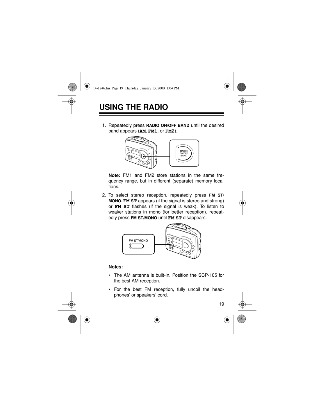 Optimus 14-1246, SCP-105 owner manual Using the Radio 