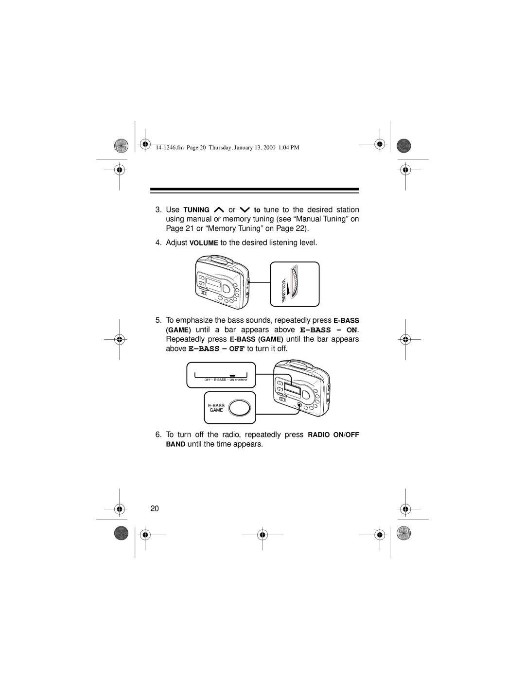 Optimus SCP-105, 14-1246 owner manual Fm Page 20 Thursday, January 13, 2000 104 PM 