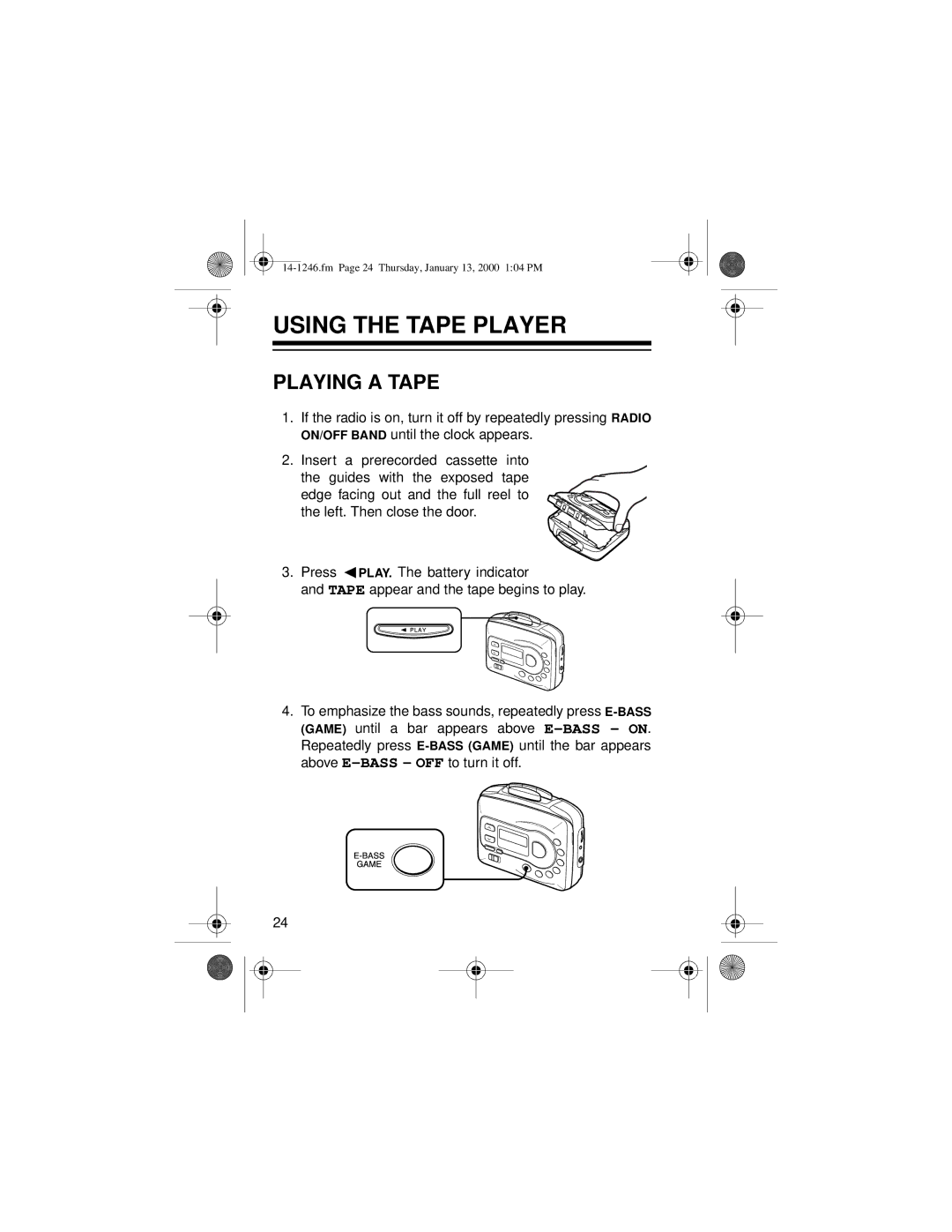 Optimus SCP-105, 14-1246 owner manual Using the Tape Player, Playing a Tape 