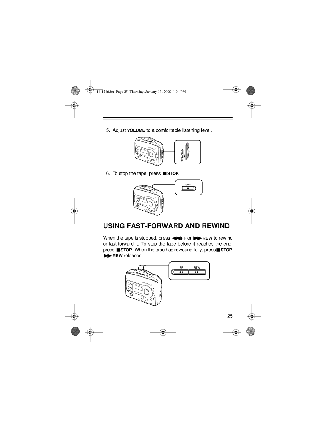 Optimus 14-1246, SCP-105 owner manual Using FAST-FORWARD and Rewind 