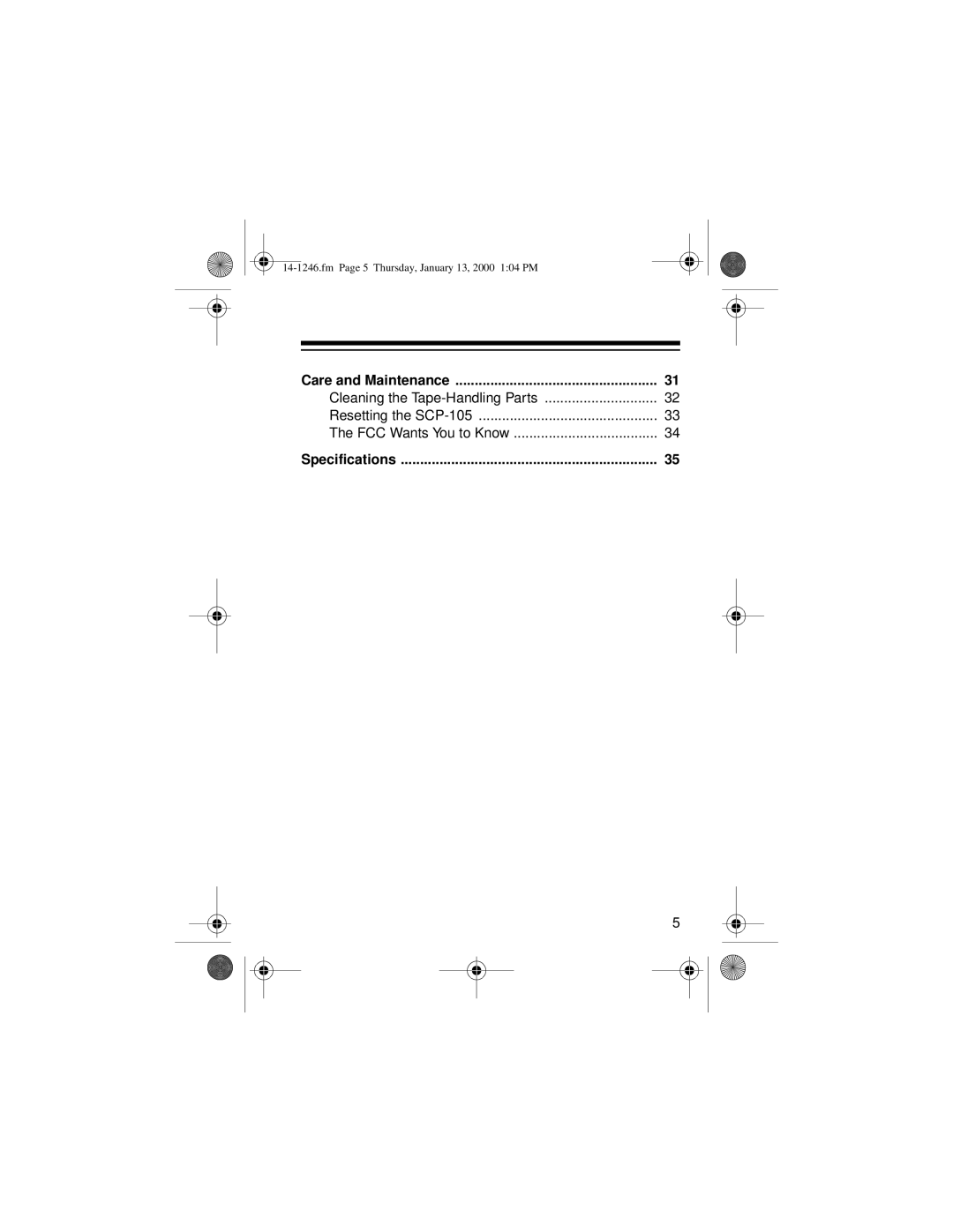 Optimus 14-1246, SCP-105 owner manual Care and Maintenance 