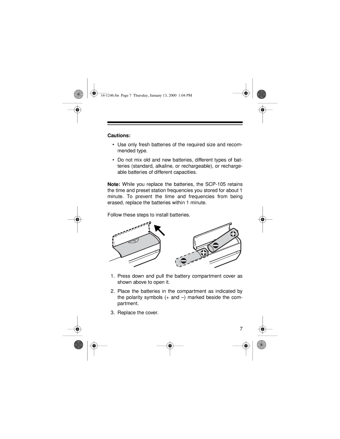 Optimus 14-1246, SCP-105 owner manual Fm Page 7 Thursday, January 13, 2000 104 PM 