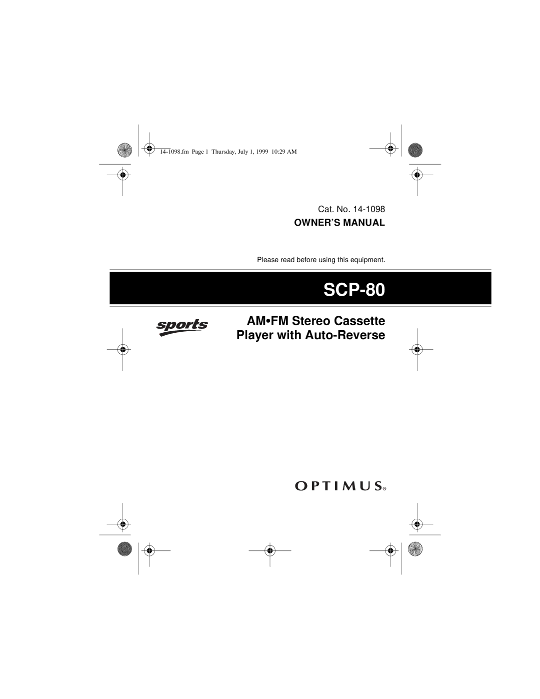 Optimus 14-1098 owner manual SCP-80 