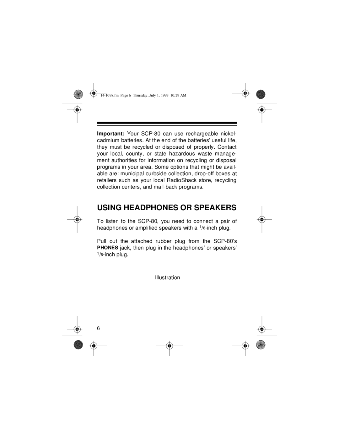 Optimus SCP-80, 14-1098 owner manual Using Headphones or Speakers 