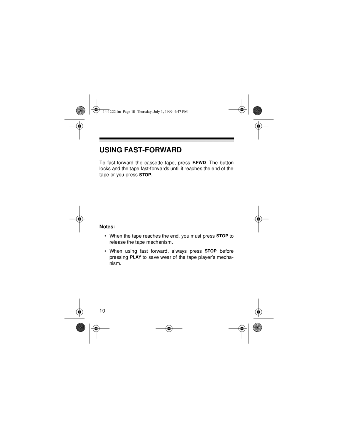 Optimus SCP-81 owner manual Using FAST-FORWARD 